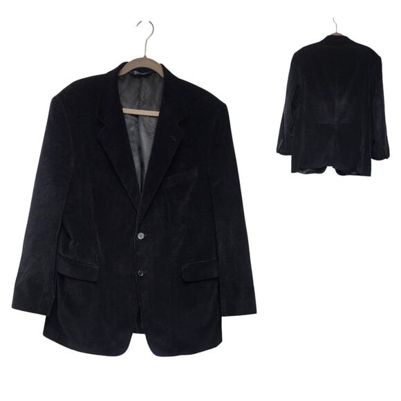 Stafford Men's Black Corduroy Blazer Suit Jacket Sport Coat 44R - Picture 1 of 8